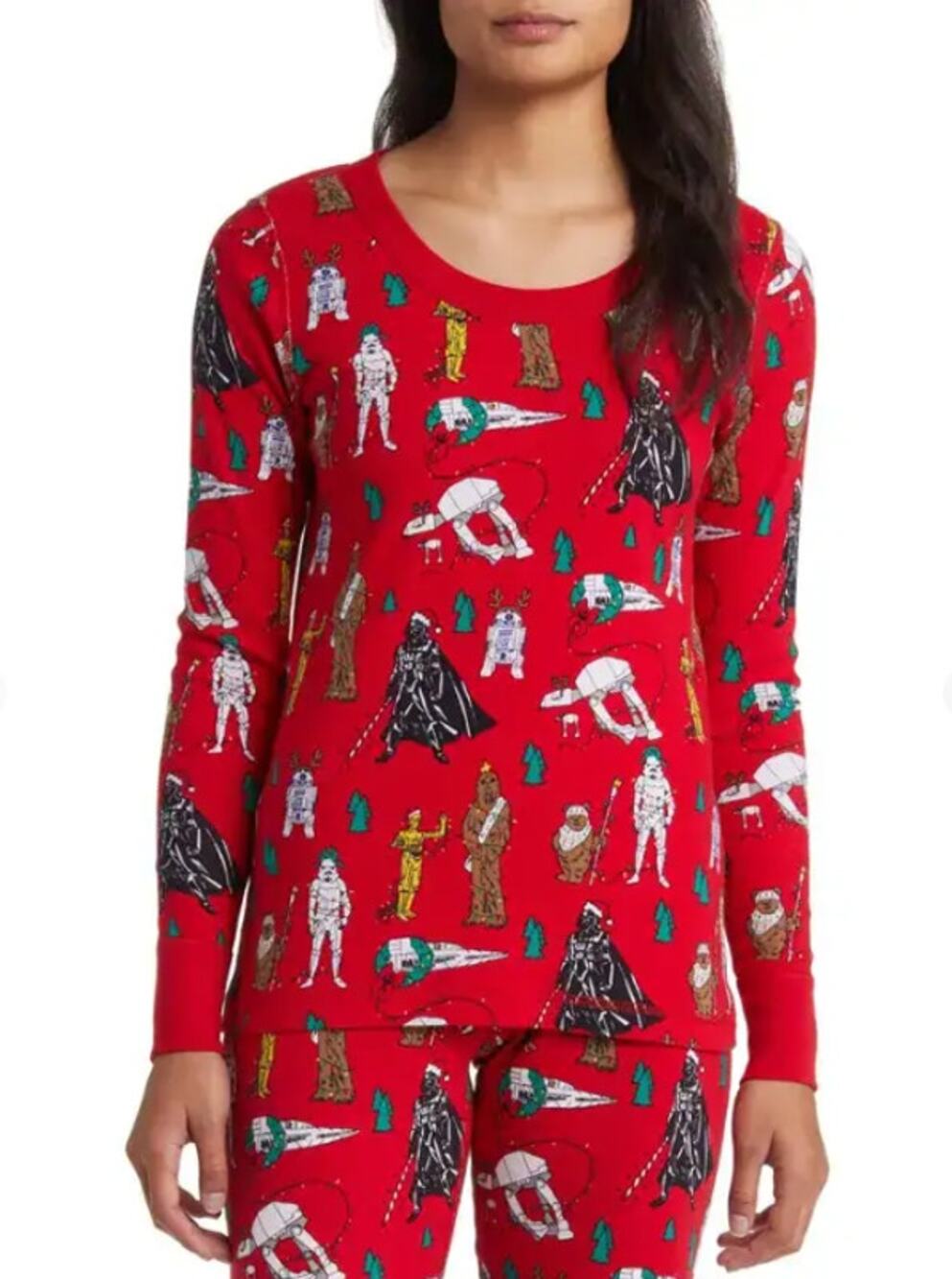 HANNA ANDERSON Womens Star Wars Christmas Pajama Top Medium Festive Red NWT